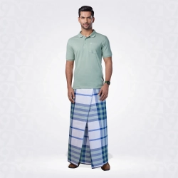 Light Powder Green Matching Lungi with T-Shirt Combo